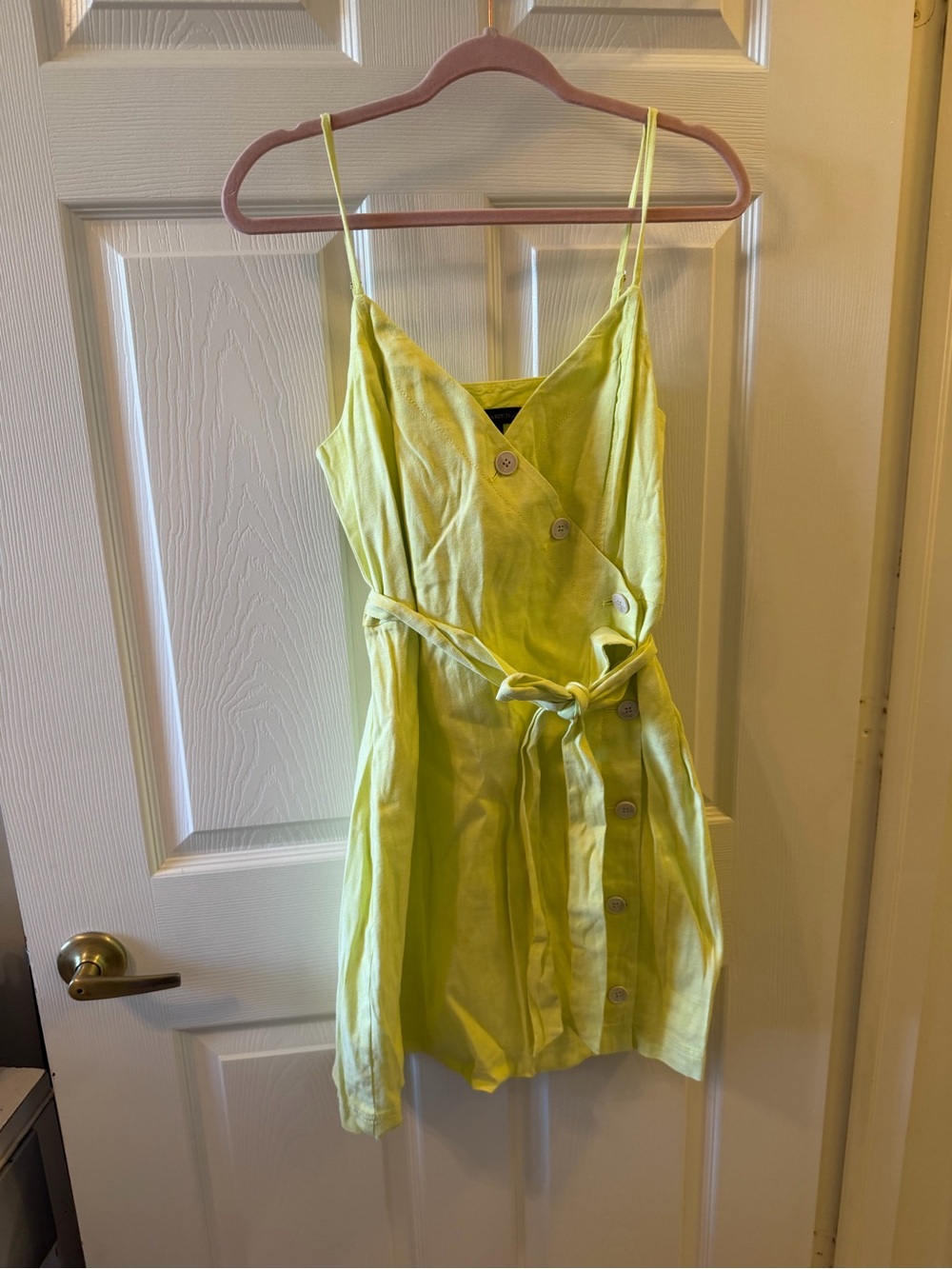 Banana Republic Lime Green Wrap Mini Dress with Buttons